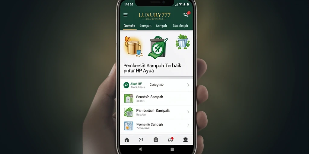 Screenshot utama LUXURY777 menampilkan antarmuka pembersih sampah yang intuitif.