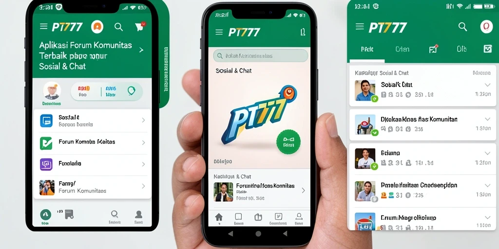 Screenshot antarmuka aplikasi PT777 yang menampilkan forum aktif.