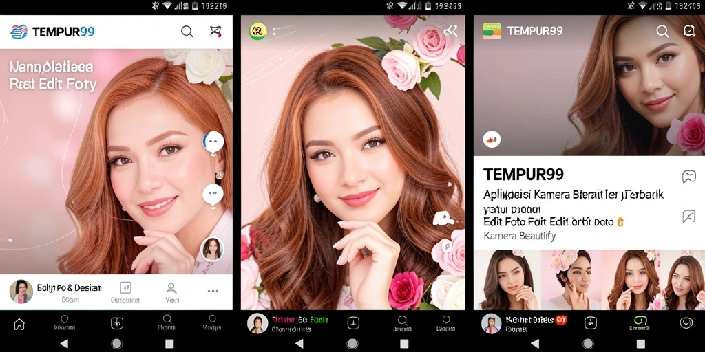 Antarmuka TEMPUR99 dengan fitur Kamera Beautify yang menarik.