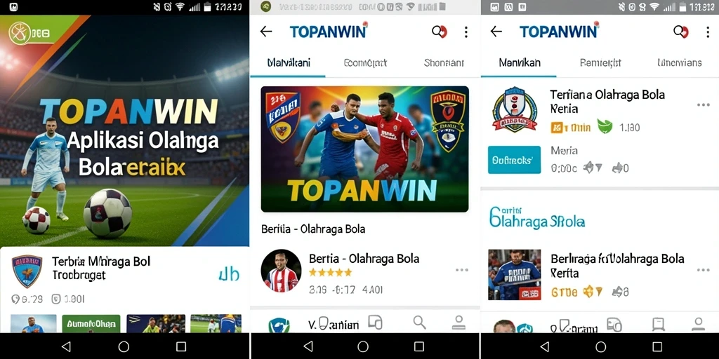 Tampilan utama aplikasi TOPANWIN dengan berita olahraga bola.